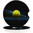 thumbnail image 1 of POGLIP Universe Space Tennis Ball Set of 6 Car Coaster for Drinks, Absorbent Ceramic Stone Coasters Cup Mat with Cork Base for Home Kitchen Room Coffee Table Bar Decor, 1 of 5