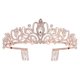 thumbnail image 1 of Coronas de cristal de oro rosa Tiara para mujeres y niñas, elegante corona de princesa con diamantes de imitación con peines, diademas para novia, fiesta de cumpleaños, fiesta de Halloween, accesorios, 1 of 5