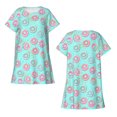 thumbnail image 3 of Bixox Colorful Sweet Donuts Pattern Women's Nightgown, Soft & Breathable Sleepwear, Round Neck Knee-Length Pajama Dress,Loungewear for Home & Sleep, 3 of 7