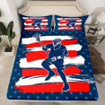 thumbnail image 1 of Erosebridal 3D Rugby Print Fitted Sheet Full, US Flag Bedding Set Full Size, Texas Stars Decor, 3pcs（No Top Sheet）, 1 of 6
