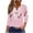 Pink, variant on YUGYXL Womens 3/4 Sleeve Tops Trendy Summer T Shirt Casual V Neck Pullover Button Printed Blouse Plus Size Tees Pink M