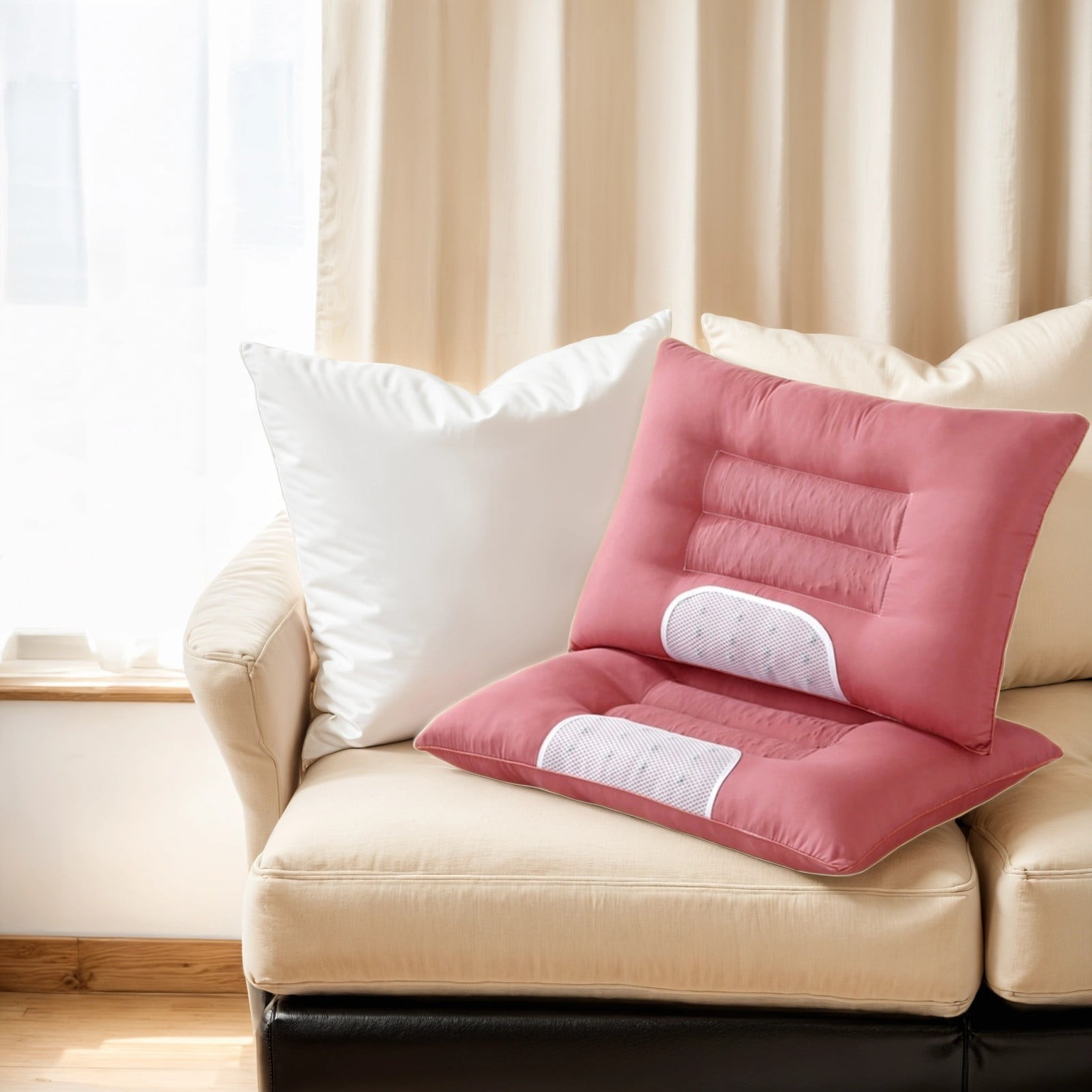 Nkmbld Memory Foam Pillows Luxury Fluffy Cooling Pillow Hotel Quality for Side, Back, and Stomach Sleepers, Queen Size, Pink