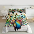 thumbnail image 2 of Manfei Colorful Cute Peacock Queen Comforter Set,Zoo Animal Bedding Sets,Oil Painting Aesthetic Bedding Comforter Set For Girls Kids,Luxury Bedroom Decor Reversible,3-Piece, 2 of 8