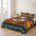 thumbnail image 2 of Full Quilt Set 78''x90'', Aztec Southwest Lightweight Summer Bedspread Coverlet Set with 2 Pillow Shams, Orange Red Geometric Tribe Vintage Breathable All Season Quilt Bedding for Bedroom/Guest Room, 2 of 9
