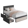 thumbnail image 1 of BeesClover Full Size Platform Bed Frame with 2 Drawers & Headboard, Mattress Support with Metal Slats, Solid, Stable, No Box Spring, Easy Assembly, Grey, 1 of 8