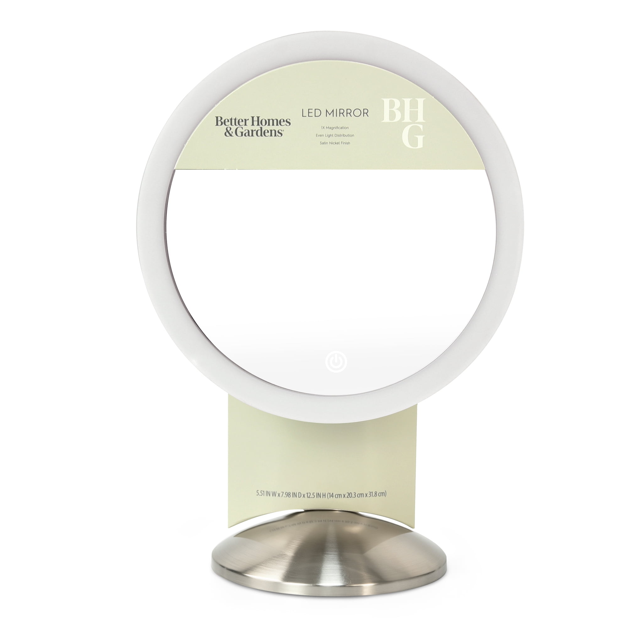 Better Homes & Gardens Satin Nickel LED Standard One-Sided Vanity Mirror