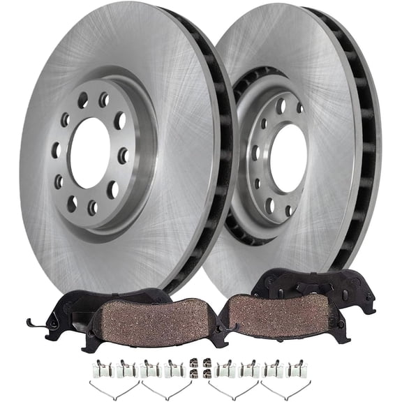 Detroit Axle - Front Brake Kit for 2016 2017 2018 2019 2020 2021 2022 2023 Jeep Cherokee, Disc Brake Rotors Ceramic Brakes Pads with Hardware Replacement : 12.99" inch Rotor