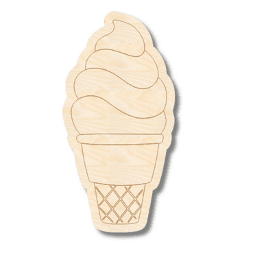 Unfinished Wood Etched Soft Serve Shape | Paint By Line Crafts | up to 30" DIY 5" / 1/8"