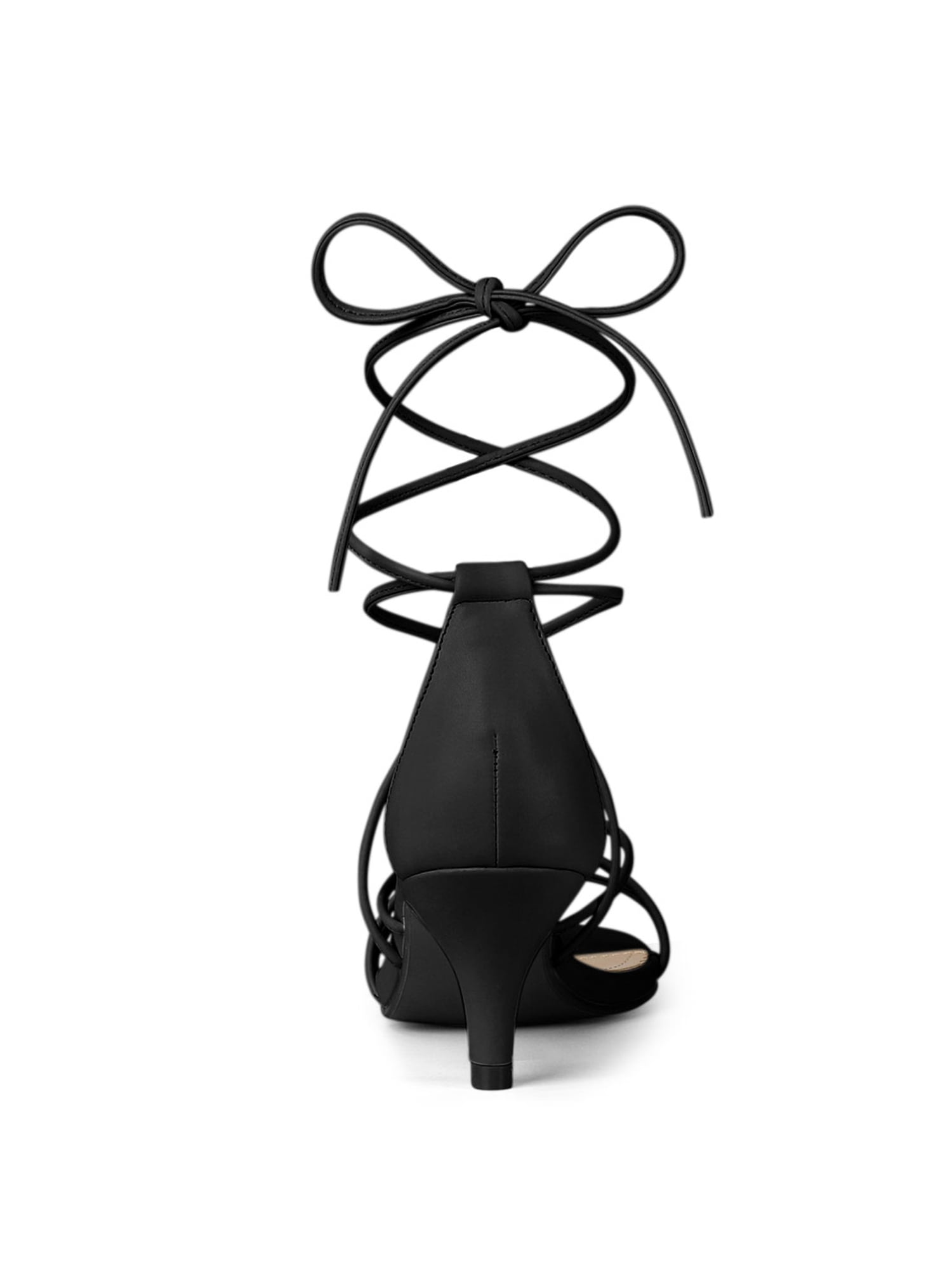 DARING DIVA Women's Strappy Kitten Heel Lace Up Sandals Black 7
