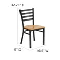 thumbnail image 2 of HERCULES Series Black Ladder Back Metal Restaurant Chair - Natural Wood Seat, 2 of 9