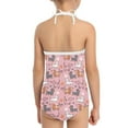 thumbnail image 5 of FOR U DESIGNS Dog Theme One Piece Bathing Suit for Girls 3-4T Off Shoulder Swimsuit with Adjustable Neck Strap Casual Backless Swimwear Pool Beach Outfit, Pink, 5 of 6