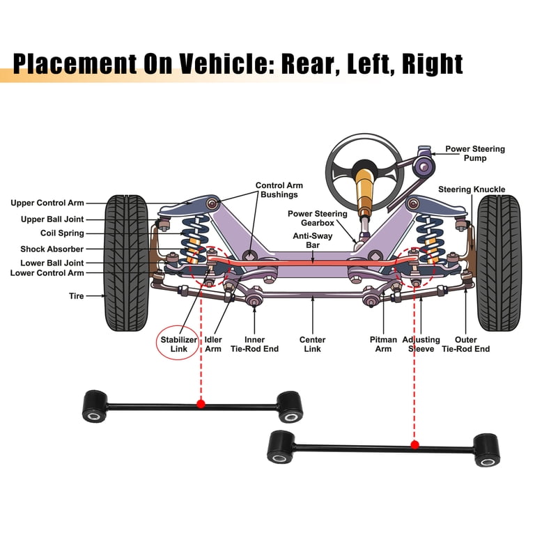 Unique Bargains 2pcs Rear Sway Bar Links K7470 4766866AA for Dodge 