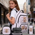 thumbnail image 2 of Bulopur Little Girls 17 Inch Backpack 4 in 1 Light Purple Capybara Print School Bag with Lunch Bag, Water Bottle Sleeve and Pencil Case, 2 of 7