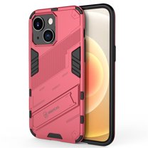 Cowithday for iPhone 15 Case, Kickstand Rugged Shockproof TPU Matte Textured All-Inclusive Lens Protective Shell Hard PC Back Cover Sturdy Phone Case for Apple iPhone 15 5G 6.1 inch, Rose