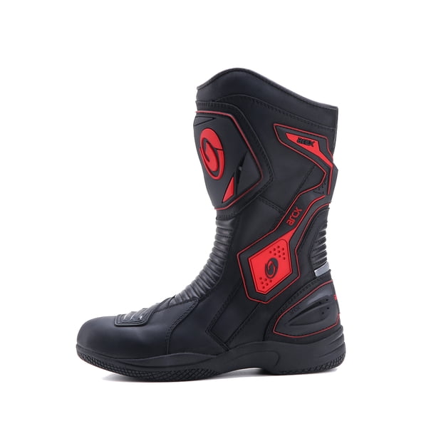 Botas de moto elegantes: diseño clásico, cómodas y transpirables, adecuadas tanto para desplazamientos diarios como para conducción informal.,Negro rojo,43