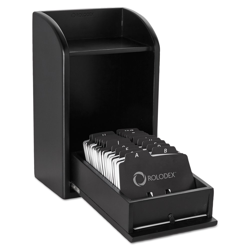 Rolodex Wood Tones Photo Frame Business Card File Holds 300 2 1/4 x 4