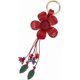 thumbnail image 1 of Llavero de cuero genuino con diseño de hoja y flor, estilo bohemio, con borlas de aleación y diseño floral rojo, estilo ladrillo refractario, colgantes estéticos, accesorios para llaveros., 1 of 9