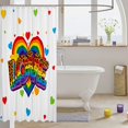 thumbnail image 3 of Manfei Rainbow Love Heart Shower Curtain 72Wx84L, Ink Love is Love Bathroom Shower Curtain, White Orange, 3 of 5
