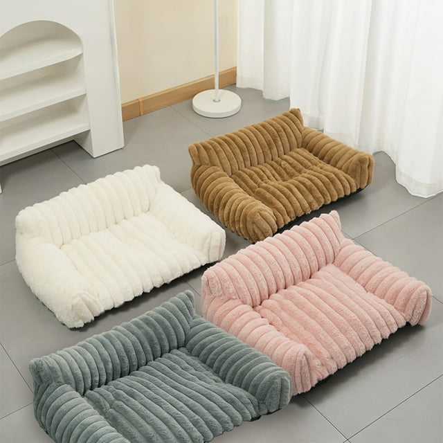 Sentmoon Pet Bed Round Dog Bed Cats Bed with Rabbits Furs Suitable for All Seasons Winter Warm Sofa Cushion for Dogs and Cats
