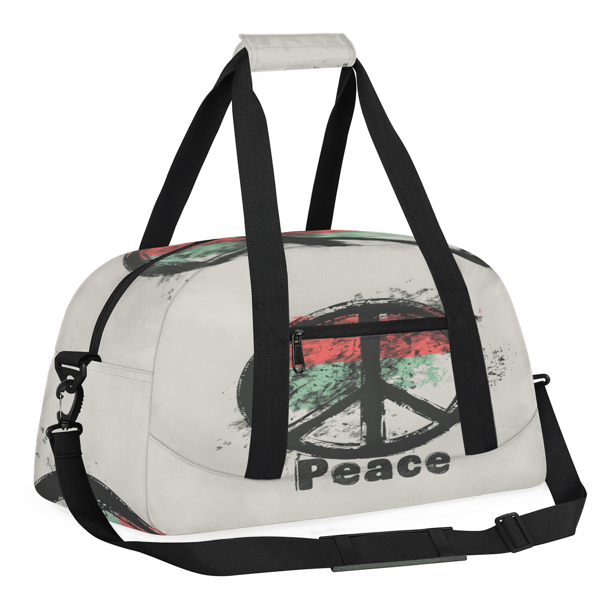 Herdesigns Peace Sign Sports Duffle Bag for Women & Men, Peace Symbol Gym Bag Dance Bag Overnight Bag Carry On Weekender Travel Bag