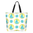 thumbnail image 2 of ZICANCN Ocean Elements Graffiti Tote Bag , Grocery Bags Reusable Shopping Bags with Handles Durable Foldable Washable for Women Men, 2 of 8