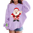 thumbnail image 2 of UACY Kids Girls Christmas Santa Claus Graphic Hoodie Fleece Lined Long Sleeve Hooded Funny Preppy Sweatshirt Fall Winter Pullover Tops (Purple, 4-5 Years), 2 of 5