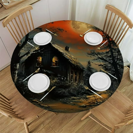 

BCIIG Full Moon Round Tablecloth Stain Resistant & Washable Perfect for Indoor/Outdoor Dining Weddings Parties - 100% Polyester Fiber 38 -42