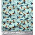 thumbnail image 1 of Soimoi Moss Georgette Fabric Text,Rugby Ball & Bird Cartoon Decor Fabric Printed Yard 42 Inch Wide, 1 of 1