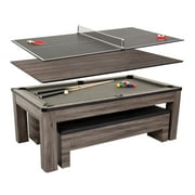 Atomic 7' Hampton 3-in-1 Combination Table Includes Billiards, Table Tennis, and Dining Table with Dual Storage Bench Seating (Box 2 of 2)