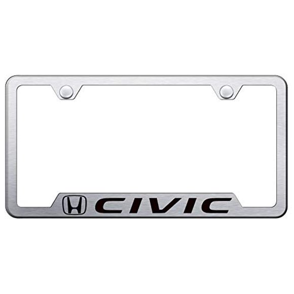 Automotive Gold Laser Etched Brushed Civic Cut-Out Frame