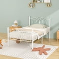 thumbnail image 2 of VECELO Twin Metal Bed Frame with Headboard and Footboard, Heavy Duty Slat Support Platform Frame for Bedroom, No Box Springs Needed, White, 2 of 7