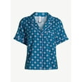 thumbnail image 2 of Joyspun Women's Woven Notch Collar Pajama Top, Sizes S to 3X, 2 of 6