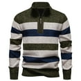 thumbnail image 2 of Handshe Men's Solid & Color Block Striped Sweater, Stretch Knit Half-Zip Stand Collar Long Sleeve, Casual Urban Fashion Top for Men,Plus Size, 2 of 6