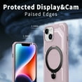 thumbnail image 6 of Heavy Duty Phone Case For iPhone 14,Built-in Rotatable Magnetic Ring Kickstand,Shockproof Dropproof Tough Rugged Anti-fall Protective Phone Case Cover For iPhone 14, Pink, 6 of 6