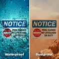 thumbnail image 5 of (2 Pack) Pool Closed No Lifeguard On Duty Sign With Symbol OSHA Notice Sign 18 Inch X 12 Inch Vinyl Label Decal Sticker Weather Resistant, UV Protected for Workplace, Business, and, 5 of 7