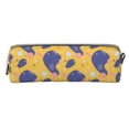 thumbnail image 2 of XMXT Leather Pencil Case, Yellow Abstract Geometric Elements Large Capacity Pencil Pouch for Student Teens Women, 2 of 9