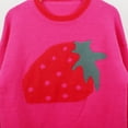thumbnail image 5 of Levmjia Womens Sweater Knit Tops Cable Knit Pullover Contrast Color Strawberry Printing Long Sleeve Round Neck Winter Casual Comfortable Soft Warm Cozy, 5 of 9