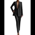 thumbnail image 1 of Conjuntos de Dos Piezas para Mujer: Blazer Cruzado y Pantalón Recto de Trabajo, Trajes de Negocios Elegantes e Informales Negro XXL, 1 of 3