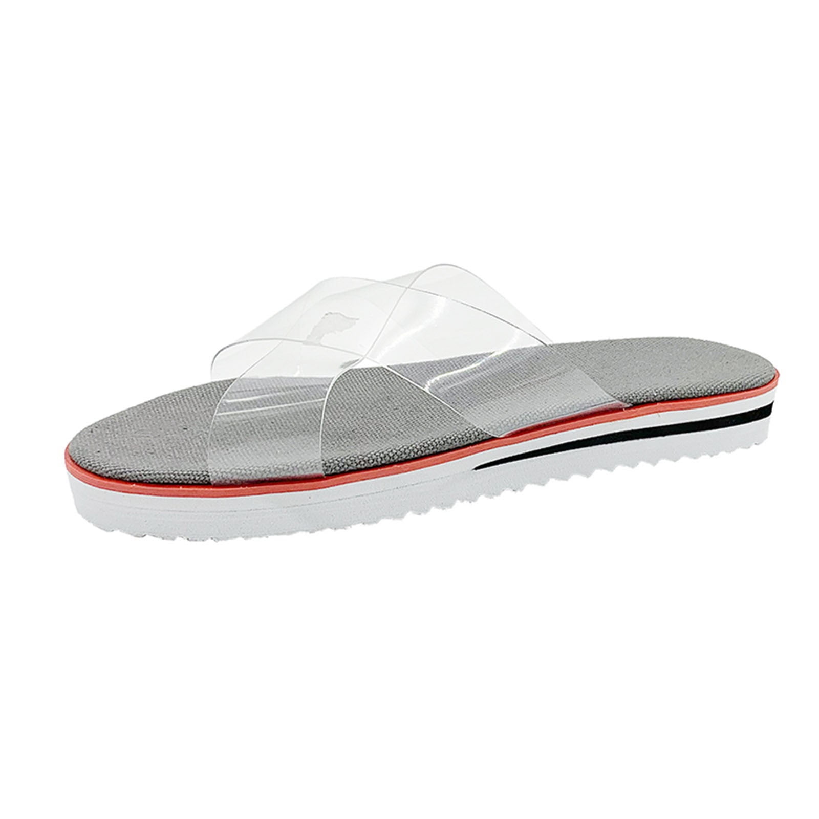 Womens Transparent Flip flops Sandals Beach Casual Slippers Shoes Flat Heel 