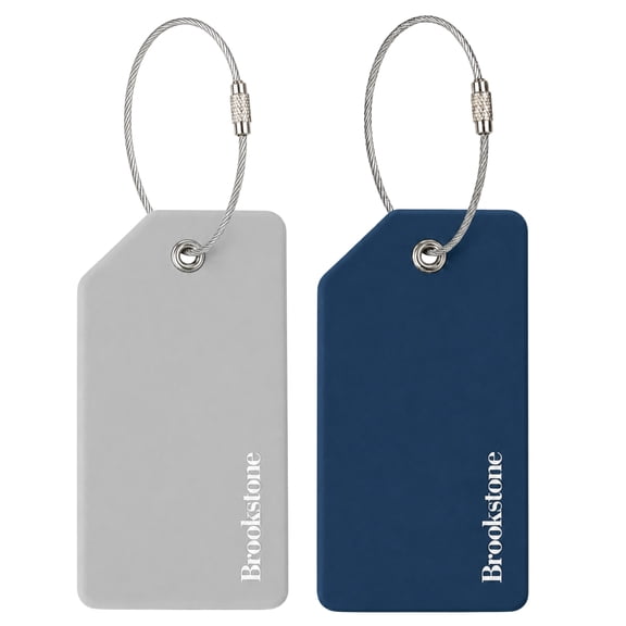 Brookstone Luggage Tags Name Card Travel Tags for Luggage with Steel Loop Fastener 2 Pack Set