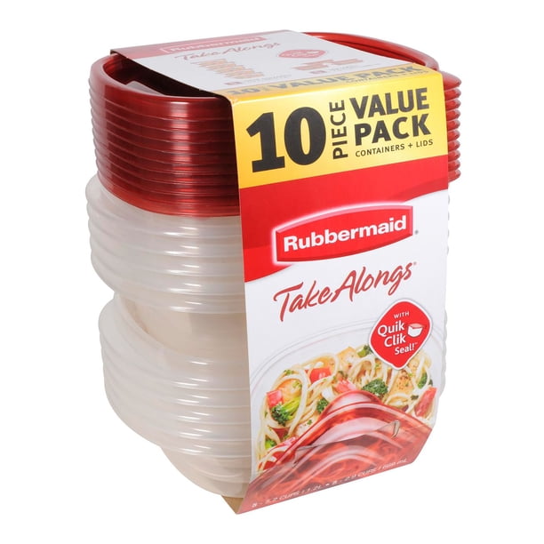Rubbermaid TakeAlongs Food Storage Container 10-Piece Set, Red