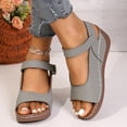 thumbnail image 2 of Rokment Womens Orthopedic Platform Wedges Walking Sandals 2026 Summer Fashion Casual Comfortable Leather Ankle Strap Chunky High Heel Non Slip Work Beach Dress Sandals Grey Size 6.5, 2 of 7