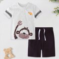 thumbnail image 2 of TOWED22 Toddler Boys Summer Outfits Mamas Boy Checkerboard Short Sleeve T-Shirts Tops and Elastic Waist Shorts Clothes Sets Light Gray,3-4 Y, 2 of 5