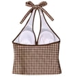thumbnail image 4 of Y2k Vintage 2 Pieces Bikini Set Coquette Halter Tankini Top with Shorts Whimsy Polka Dot Beach Swimsuit Vacation Outfit Brown XL, 4 of 6