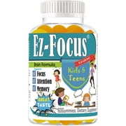 Kids Brain Booster Supplements Vitamins To Help Kids Focus. Help Boost Brain Focus, Attention, Memory for Childrens and Teens, Best Great Taste 60 Gummies