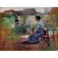 thumbnail image 2 of Eliphalet Fraser Andrews 24x19 Gold Ornate Framed and Double Matted Museum Art Print Titled - Woman Seated in a Garden, 2 of 4