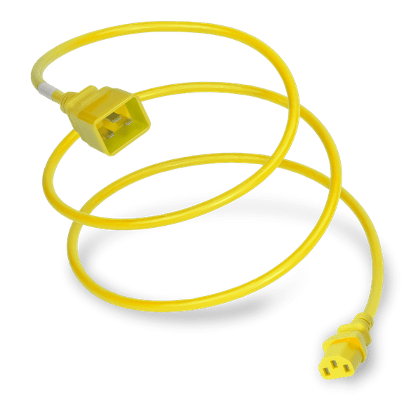 World Cord Sets 9 Foot IEC 60320 C20 to C13 PDU Adapter Style 15 Amp Power Cable (Yellow)