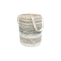 Pasargad Home Grandcanyon 12" Hand-Woven Cotton Basket in Beige/White