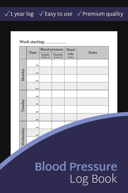 Blood Pressure Log Book: Spacious 2-Page Side-By-Side Format Tracking ...