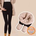 thumbnail image 2 of safuny Clearance Winter Maternity Leggings Plush Thickened Underlay Pants Over The Belly High Waist Pregnancy Pants Black, 2 of 4